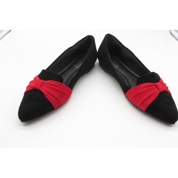 Musshoe Women's Black & Red Pointed Toe Flats With Bow Detail Size 7 NEW - Picture 2 of 7